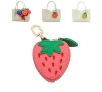 Cute Fruit Coin Purse Bag Charm Accessories, Strawberry Coin Purse, Fruit Coin Purse Keychain, Waterproof Leather Fruit Bag Charm for Girl Women (07)