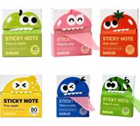 Cute Fruit Monster Pop-Up Sticky Notes，6 Pack