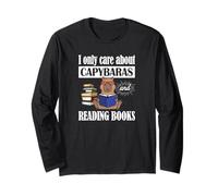 Cute Funny Kawaii Kids Reading Read Books Capybara Lover Manche Longue