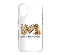 Cute Funny Womens Peace Love Golden Retriever Dog Lover Coque pour iPhone 17