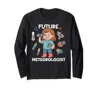Cute Future Meteorologist Kids Girl Junior Weather Scientist Manche Longue