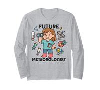 Cute Future Meteorologist Kids Girl Weather Scientist White Manche Longue