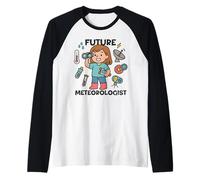 Cute Future Meteorologist Kids Girl Weather Scientist White Manche Raglan