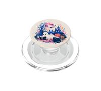 Cute Ghost and Cat Reading Book in Full Moon Halloween Reads PopSockets PopGrip pour MagSafe