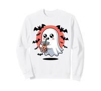 Cute Ghost Boba Tea Kawaii Bubble Drink Funny Halloween Crew Sweatshirt