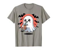 Cute Ghost Boba Tea Kawaii Bubble Drink Funny Halloween Crew T-Shirt