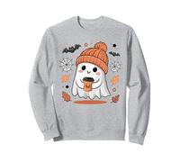 Cute Ghost Drinking Coffee Halloween Ghost Ice Coffee Womens Sweatshirt