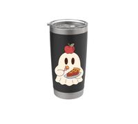 Cute Ghost Eating Pie Halloween Fall Autumn Apple Lover Gobelet isotherme en acier inoxydable double paroi