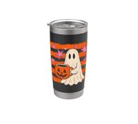 Cute Ghost Halloween Coffee Lover Spooky Season Pumpkin Gobelet isotherme en acier inoxydable double paroi