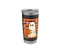 Cute Ghost Halloween Coffee Lover Spooky Season Pumpkin Gobelet isotherme en acier inoxydable double paroi
