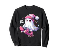 Cute Ghost Hey Boo! Christmas Lights Skateboard Ghost Kid Sweatshirt