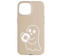 Cute Ghost Holding Vinyl Record Music Graphic - Beige Coque pour iPhone 15