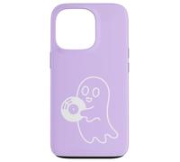 Cute Ghost Holding Vinyl Record Music Graphic - Lilas Coque pour iPhone 13 Pro