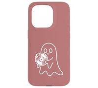 Cute Ghost Holding Vinyl Record Music Graphic - Rose Coque pour iPhone 15 Pro