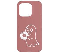 Cute Ghost Holding Vinyl Record Music Graphic - Rose Coque pour iPhone 15 Pro