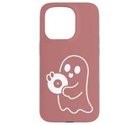 Cute Ghost Holding Vinyl Record Music Graphic - Rose Coque pour iPhone 15 Pro