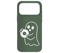 Cute Ghost Holding Vinyl Record Music Graphic - Vert Sauge Coque pour iPhone 17 Pro Max