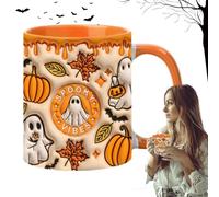 Cute Ghost Mug, 3D Halloween Coffee, Mug Universal with, Handle Ergonomic