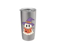 Cute Ghost Reading Book Halloween Witch Hat Bookworm Gobelet isotherme en acier inoxydable double paroi