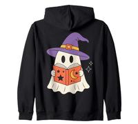 Cute Ghost Reading Book Halloween Witch Hat Bookworm Sweat à Capuche