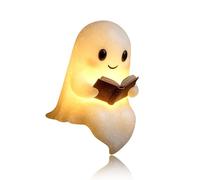 Cute Ghost Reading Book Lamp, 3D Resin Halloween Ghost Night Light, Cute Ghost Reader LED Light (Small)