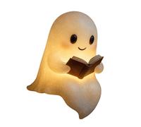 Cute Ghost Reading Book Lamp, Halloween Ghost Night Light,Ghost Warm Lighted Indoor Figurine Lamps 3D LED Night Light Halloween, Light Up Halloween Decor, for Bedroom Study Room, Readers (6inch)