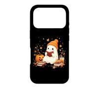 Cute Ghost Reading Book Lovers Halloween Ghost Coffee Cozy Coque pour iPhone 17 Pro