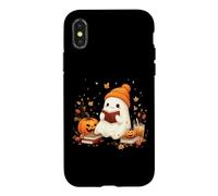Cute Ghost Reading Book Lovers Halloween Ghost Coffee Cozy Coque pour iPhone X/XS