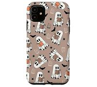 Cute Ghost Reading Books Retro Groovy Spooky Beige Pattern Coque pour iPhone 11