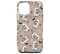 Cute Ghost Reading Books Retro Groovy Spooky Beige Pattern Coque pour iPhone 12 Mini