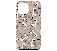 Cute Ghost Reading Books Retro Groovy Spooky Beige Pattern Coque pour iPhone 12 Pro Max