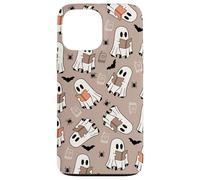 Cute Ghost Reading Books Retro Groovy Spooky Beige Pattern Coque pour iPhone 13 Pro Max