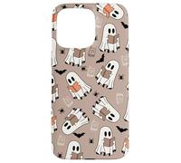 Cute Ghost Reading Books Retro Groovy Spooky Beige Pattern Coque pour iPhone 15 Pro Max
