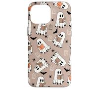 Cute Ghost Reading Books Retro Groovy Spooky Beige Pattern Coque pour iPhone 16 Pro Max
