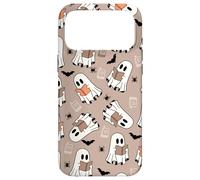 Cute Ghost Reading Books Retro Groovy Spooky Beige Pattern Coque pour iPhone 17 Pro Max