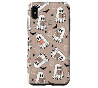 Cute Ghost Reading Books Retro Groovy Spooky Beige Pattern Coque pour iPhone XS Max