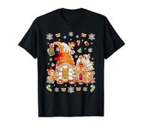 Cute Gingerbread House Decor for Women with Christmas GNOME T-Shirt