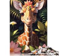 Cute Giraffe Baby Nursery Puzzle 1000 Pièces Cadeau Unique Jeu Éducatif Défi Jouet À De Qualité Supérieure Peinture Art pour Adultes Et Enfants À Partir De 14 Ans 1000pcs (75x50cm)