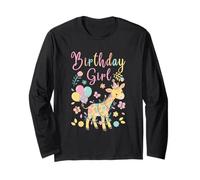 Cute Giraffe Floral Girls Birthday Party Manche Longue