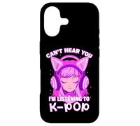 Cute Girl Graphic Tee Can't Hear You I'm Listening to Kpop Coque pour iPhone 17