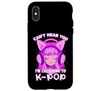Cute Girl Graphic Tee Can't Hear You I'm Listening to Kpop Coque pour iPhone X/XS