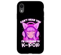 Cute Girl Graphic Tee Can't Hear You I'm Listening to Kpop Coque pour iPhone XR
