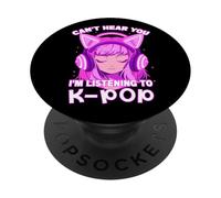 Cute Girl Graphic Tee Can't Hear You I'm Listening to Kpop PopSockets PopGrip Adhésif