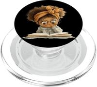 Cute Girl Open Book Reading Book Lover Graphic Grandes Lunettes PopSockets PopGrip pour MagSafe