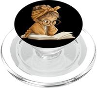 Cute Girl Open Book Reading Lover Graphic Lunettes Rondes PopSockets PopGrip pour MagSafe