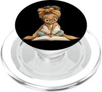 Cute Girl Open Book Reading Lover Graphic Lunettes Rondes PopSockets PopGrip pour MagSafe