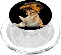 Cute Girl Open Book Reading Lover Graphic Lunettes Rondes PopSockets PopGrip pour MagSafe