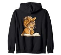 Cute Girl Open Book Reading Lover Graphic Lunettes Rondes Sweat à Capuche