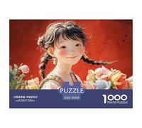 Cute Girl with Her Hair in Two Brids 1000 Pièces Carton Premium Lot de Puzzles Flower Girl Anti-Stress Jeu Créatif Puzzles pour Adultes Et Enfants 70x50cm/1000pcs