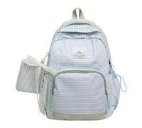 Cute Girls Backpack With Bow Charm - Multi-Compartment Bag For Students